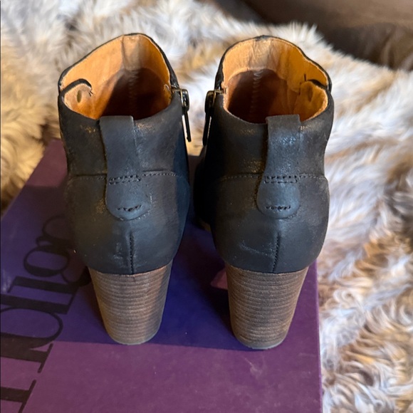 Clarks Charcoal Ankle Boots with Wooden Heel - Picture 4 of 10